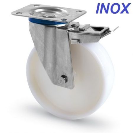 INOX poliamid forgó-fékes 100 mm