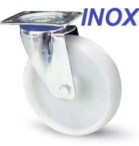 INOX poliamid kerék 80 mm forgó villa