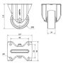 INOX poliamid kerék 80x34 mm fix villa