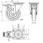  INOX szürke tömörgumis forgó-fékes villa 125 mm