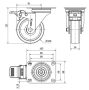 poliamid kerék INOX forgó-fékes villa 100 mm
