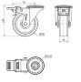 INOX poliamid kerék 100 mm hátfuratos forgó-fékes villa