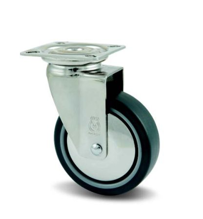 INOX szürke tömörgumis kerék forgó villa 50 mm