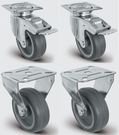 szürkegumis kerékszett 75mm fékes-fix